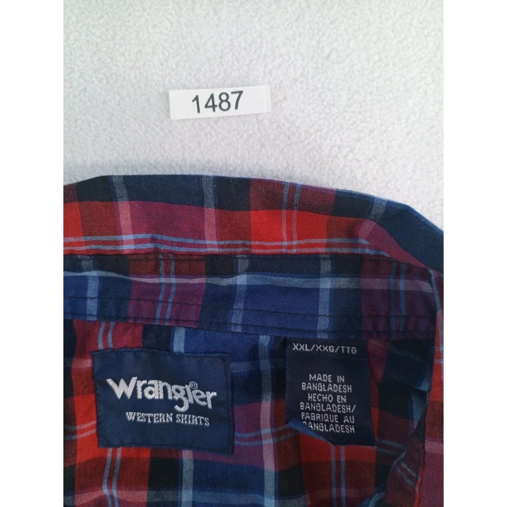 Levi Ten mens XXL shirt western blue plaid pearl snaps cowboy long sleeve (P)